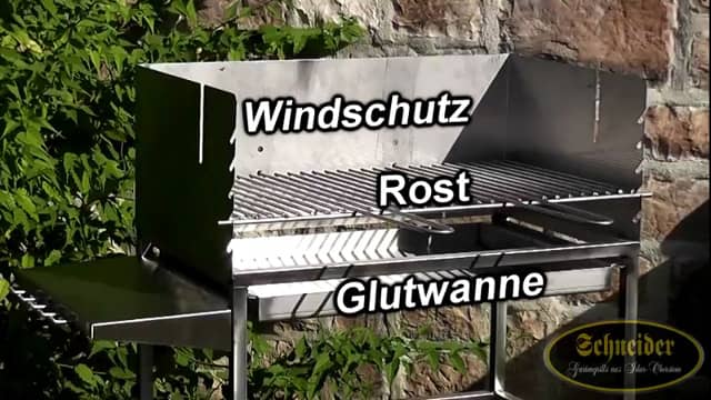 Windschutz, Grillrost und Glutwanne