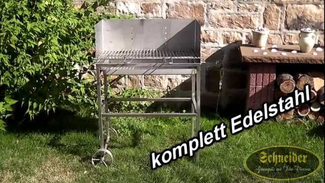 BBQ Grillwagen aus Edelstahl für Holzkohle