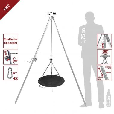 Dreibein mit Wok Pfanne