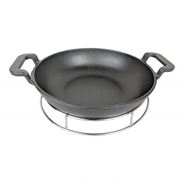 Wok aus Gusseisen mit Gestell aus Edelstahl - Einzelstück