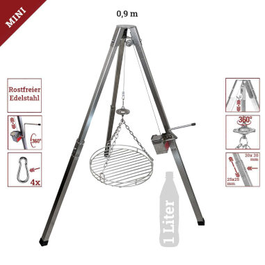Mini Dreibeingrill mit Kurbel