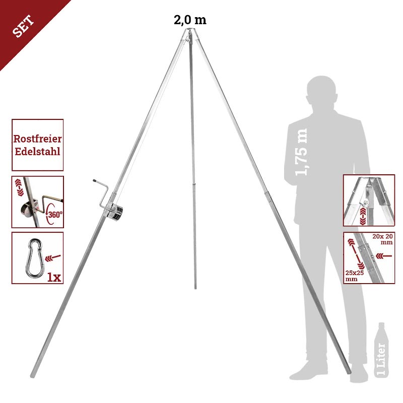 Schwenkgrill Dreibeingrill ohne Aufhängung und Grillrost