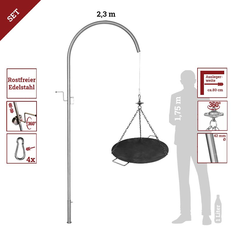 Grillgalgen mit Wok Pfanne